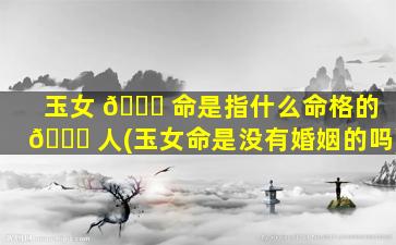 玉女 🐝 命是指什么命格的 🕊 人(玉女命是没有婚姻的吗)